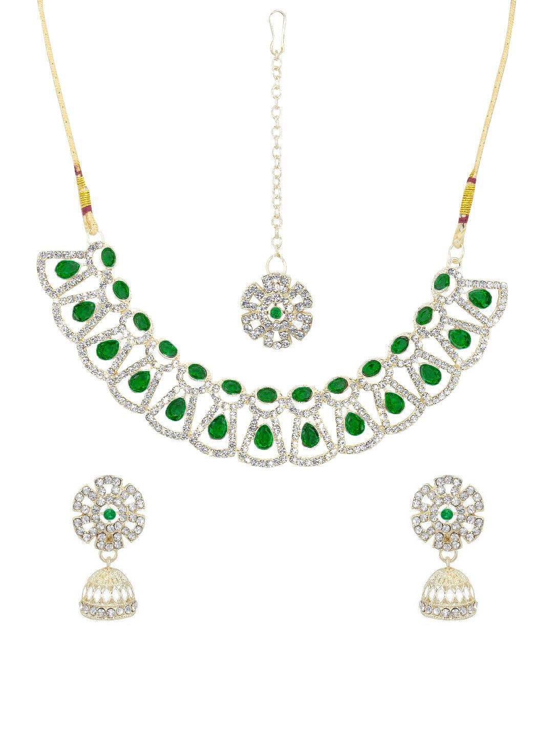 Green Floral Jewellery Set