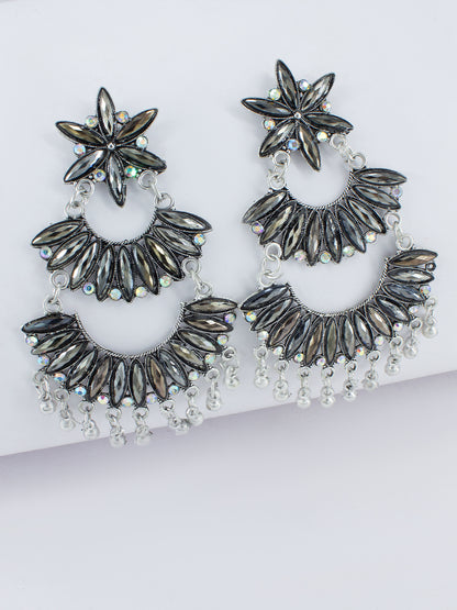 Floral Chandbaali Multi Layered Drop Earrings