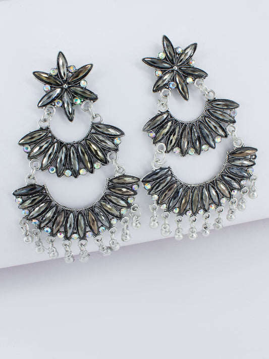Floral Chandbaali Multi Layered Drop Earrings
