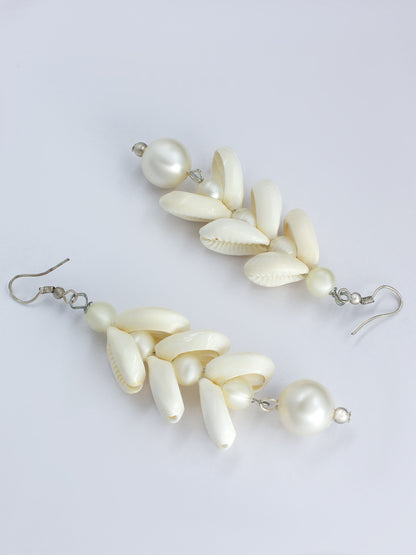 Faux Pearls & Shells Drop Earrings