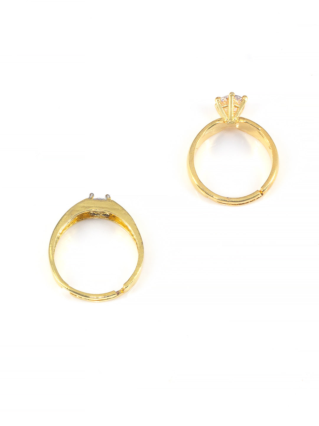 Trendy Set of Two Solitaire American Diamond Adjustable Couple Rings
