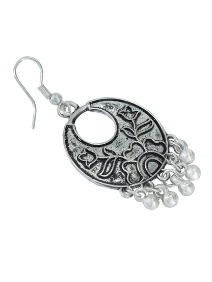 Oxidized Floral Drop Earrings