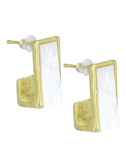 Gold Plated White Stud Earrings