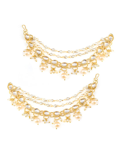 Artificial Stones & Beads Studded 3 Layered Ear Chain