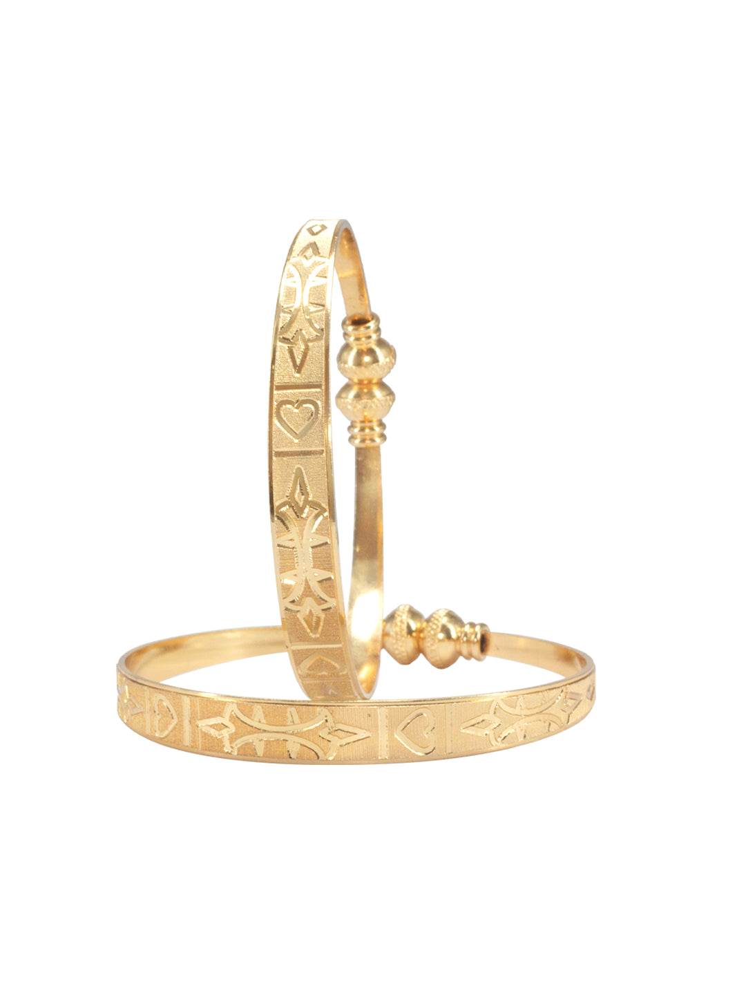 Gold Plated Kada Style Adjustable Brass Bangle Pair