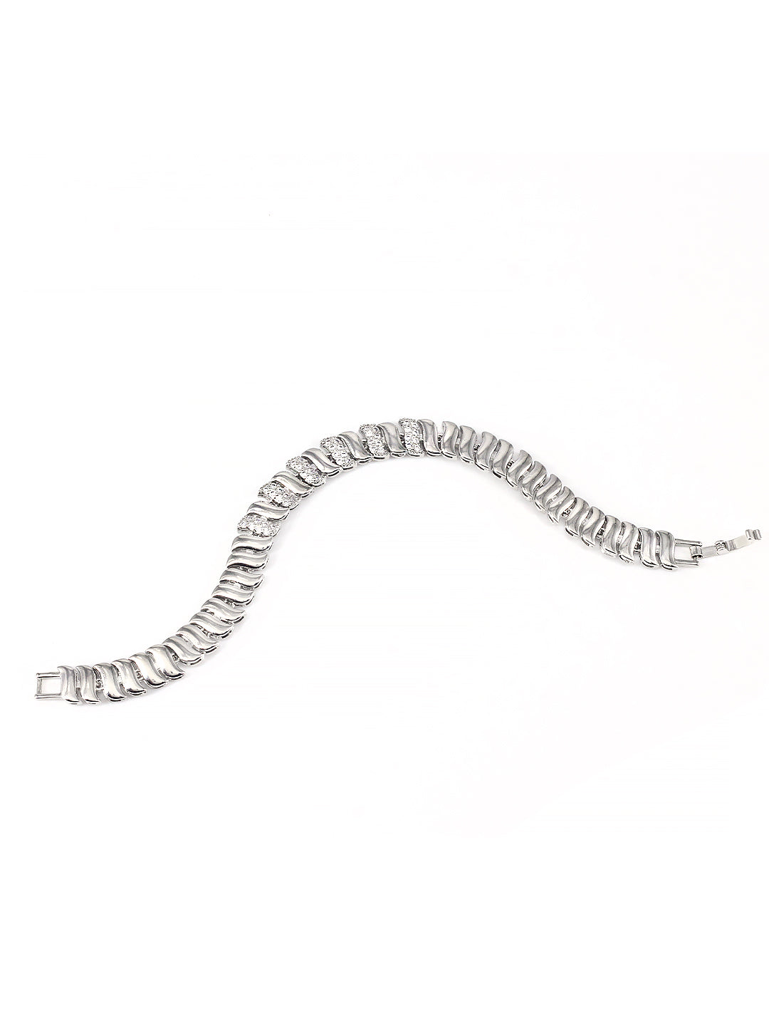 Stainless Steel Anti Tarnish American Diamond Link Chain Bracelet