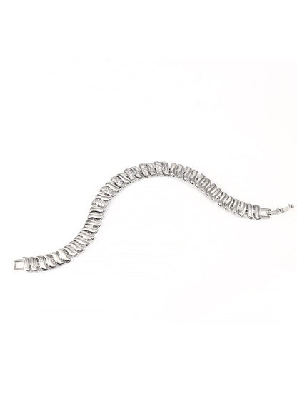 Stainless Steel Anti Tarnish American Diamond Link Chain Bracelet