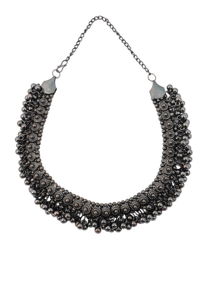 Oxidized Beads Drop Choker Jewellery Set