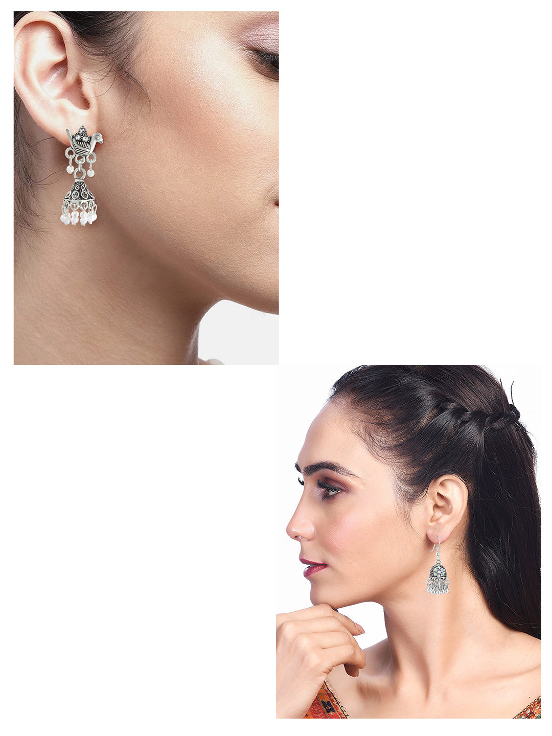 Pack of 6 Oxidized Jhumka Earrings