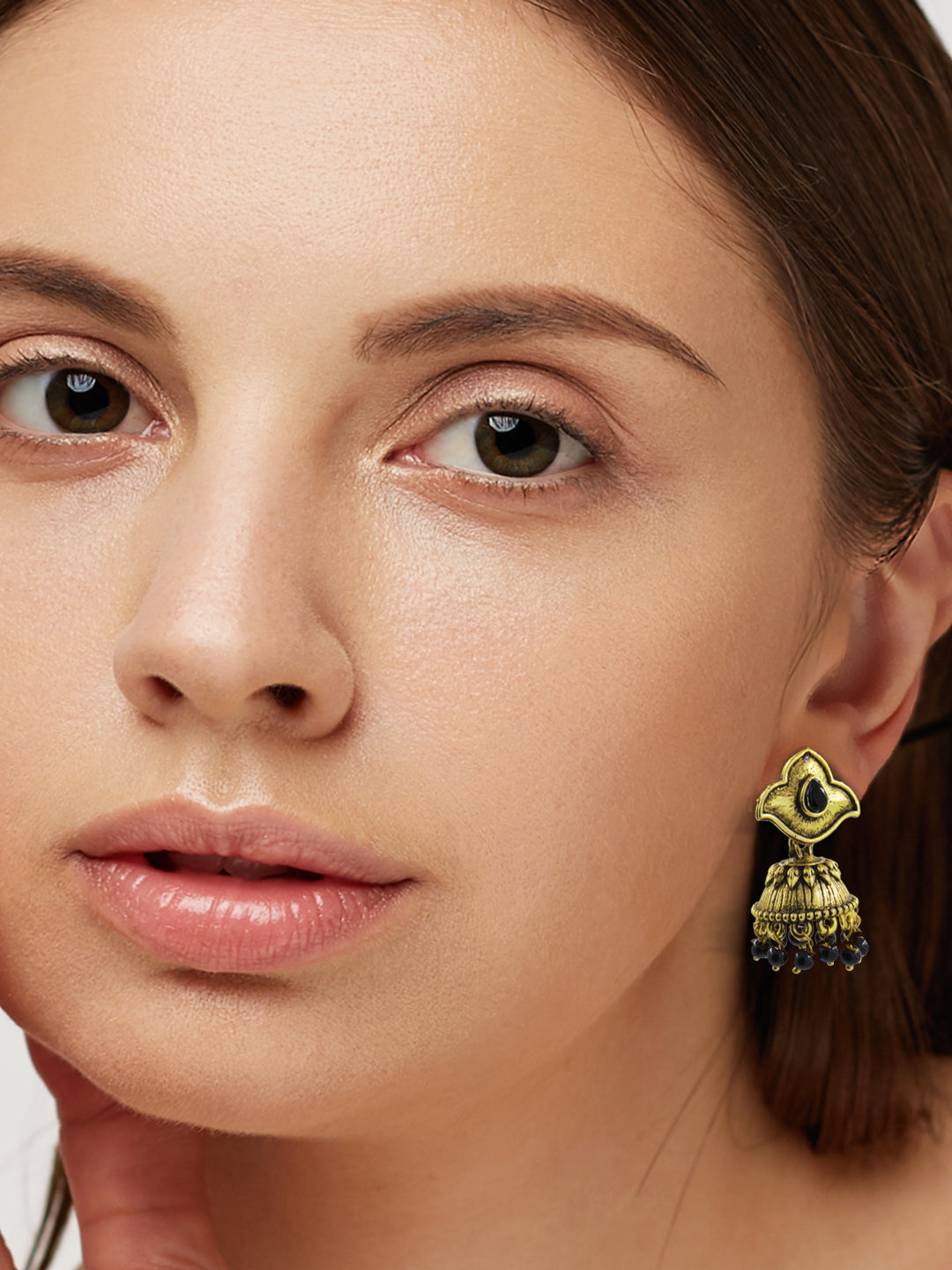 Black Beads Drop Jhumki Earrings