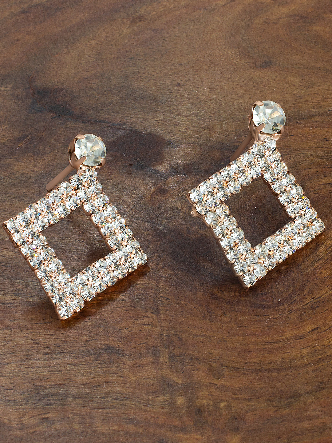 Rhinestone Square Drop Earrings