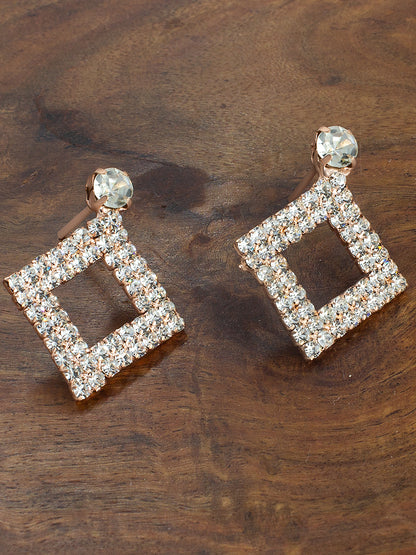 Rhinestone Square Drop Earrings
