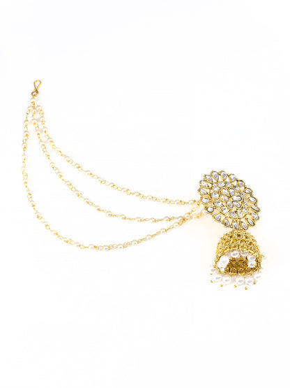 Floral Jhumka Earrings With Chain
