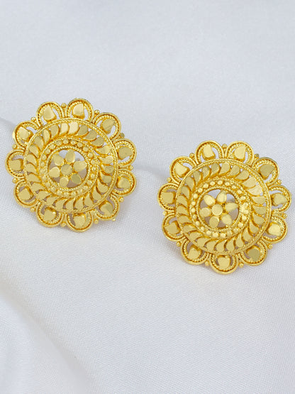 Gold Plated Floral Stud Earrings