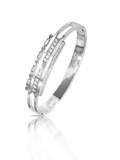 Stainless Steel Anti Tarnish American Diamond Openable Bracelet