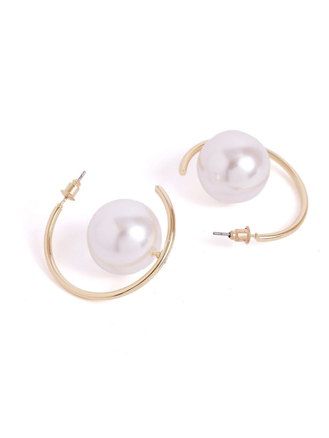 Pearl Half Hoop Earrings
