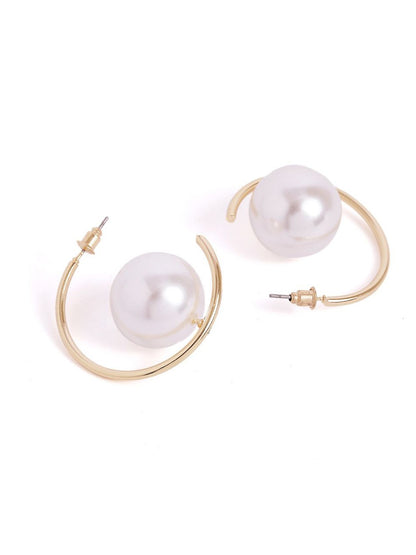 Pearl Half Hoop Earrings