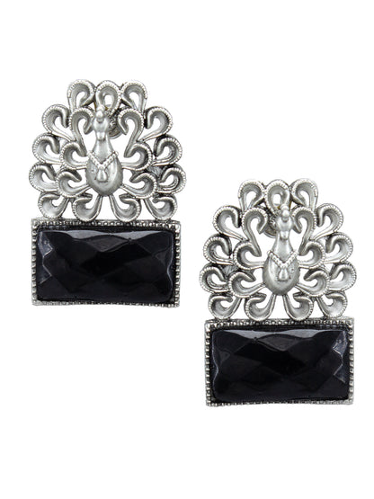 Black Monalisa Peacock Dangle Earrings