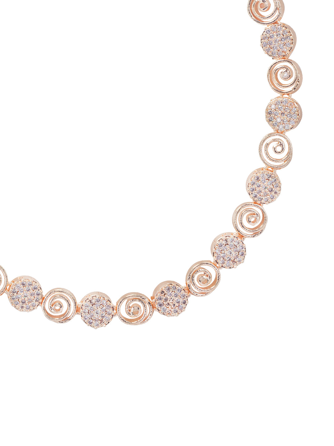 Rose Gold Plated American Diamond Spiral Jewellery Set