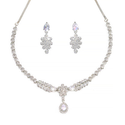 AD Studded Floral Sleek Jewellery Set