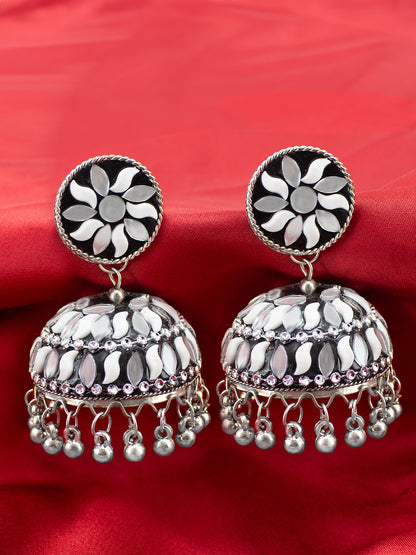 Black Beads Drop Jhumka Earrings
