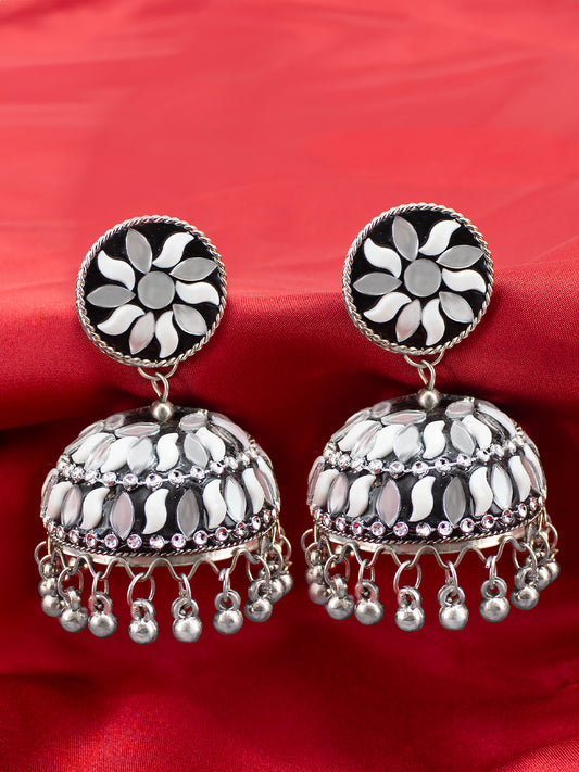 Black Beads Drop Jhumka Earrings
