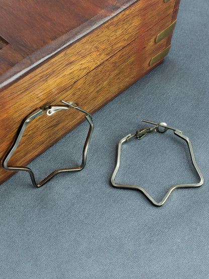 Black Star Hoop Earrings
