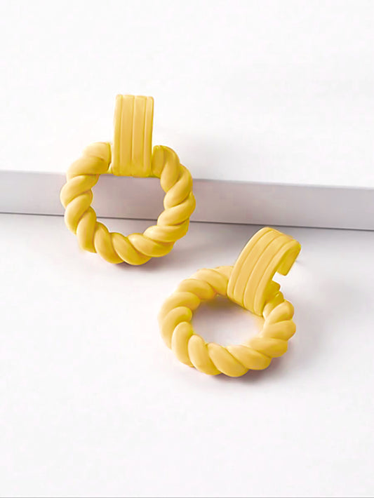 Yellow Twisted Earrings