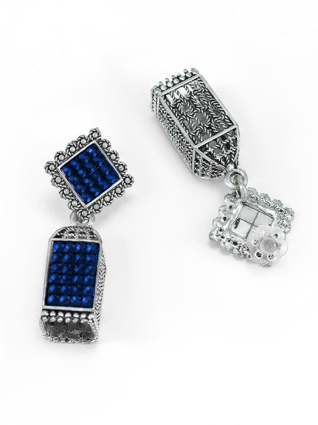 Blue Square Drop Earrings