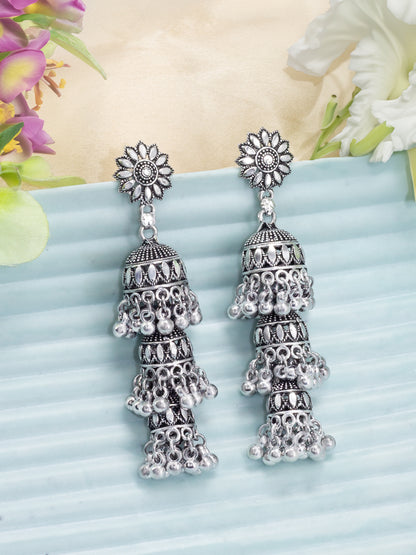 Floral Layered Drop Jhumka