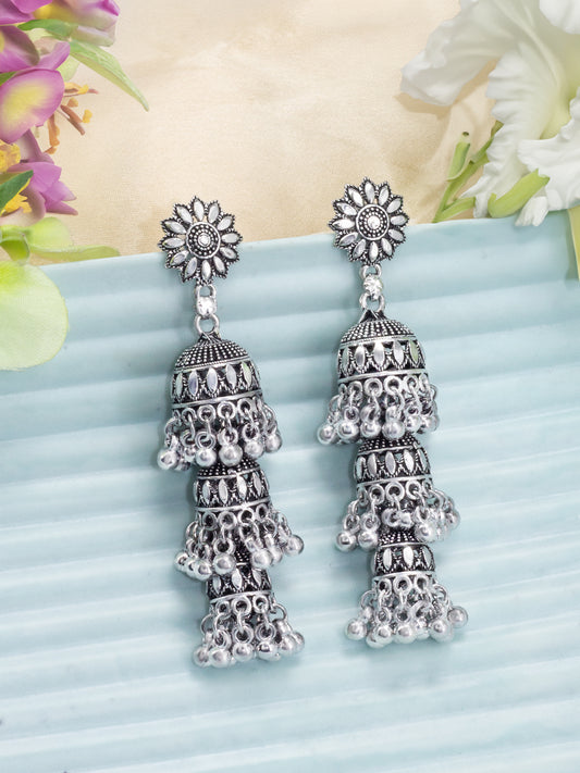 Floral Layered Drop Jhumka