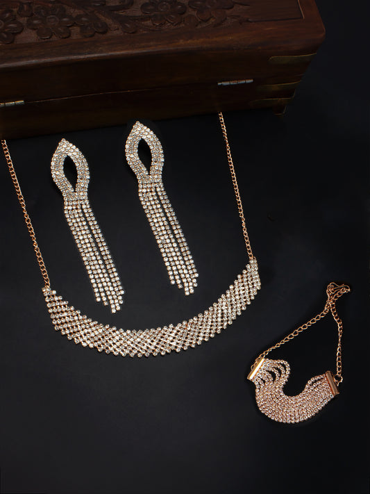 Rose Gold Plated CZ Jewellery Set