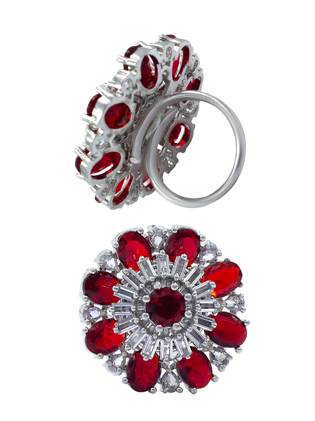 Red Floral AD Adjustable Ring