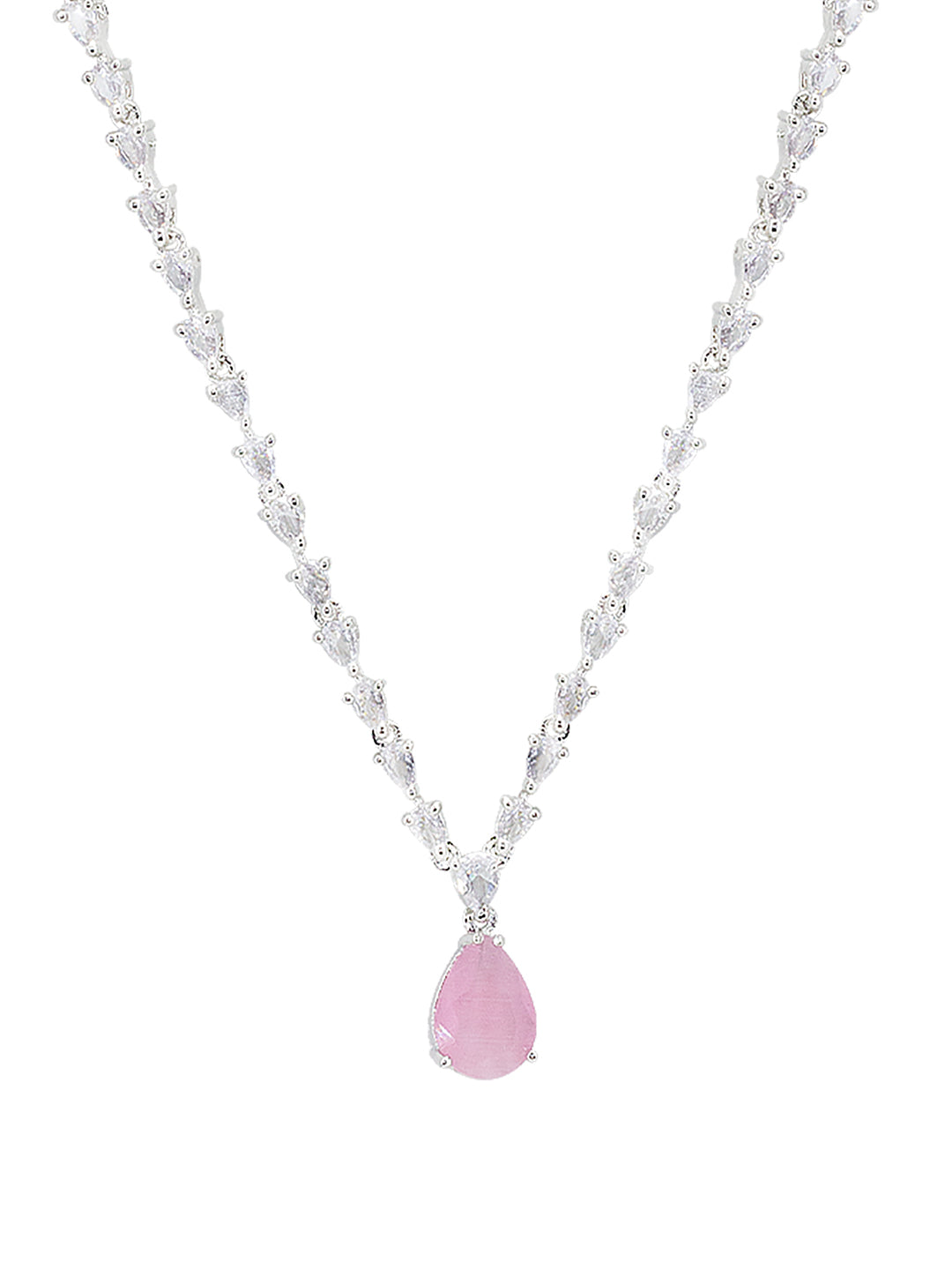 Pink Teardrop AD Jewellery Set