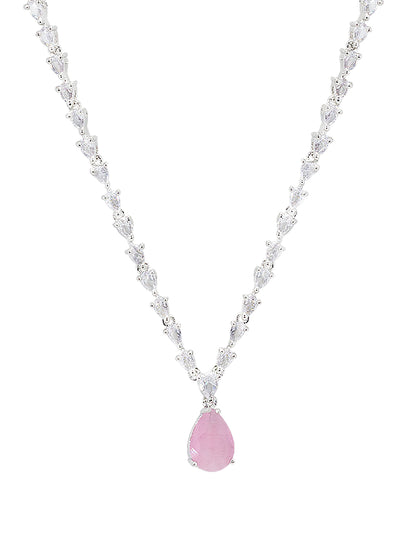 Pink Teardrop AD Jewellery Set