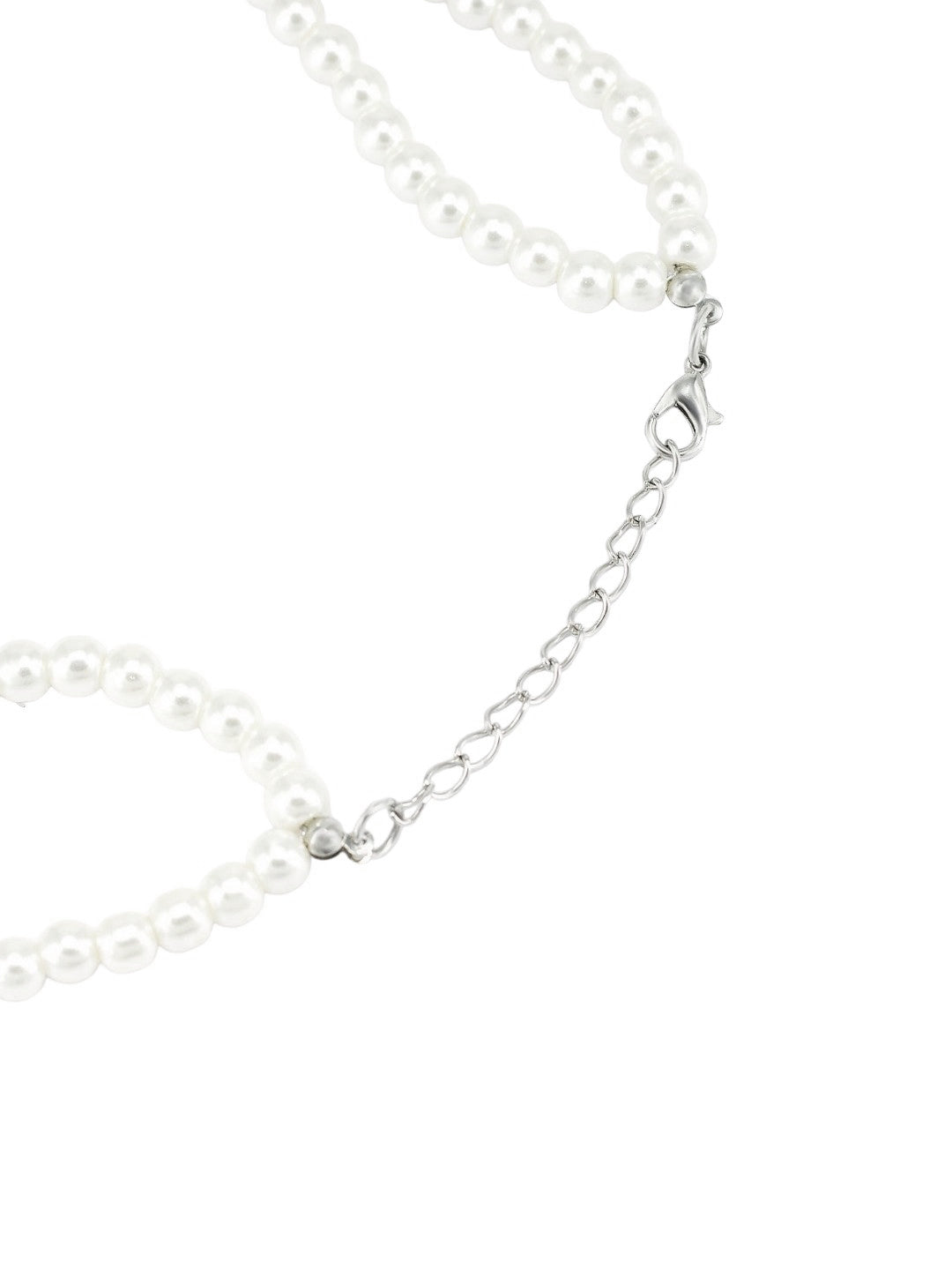 Silver Plated Double Layered Stone & Pearl Beaded Moti Mala Necklace & Earrings