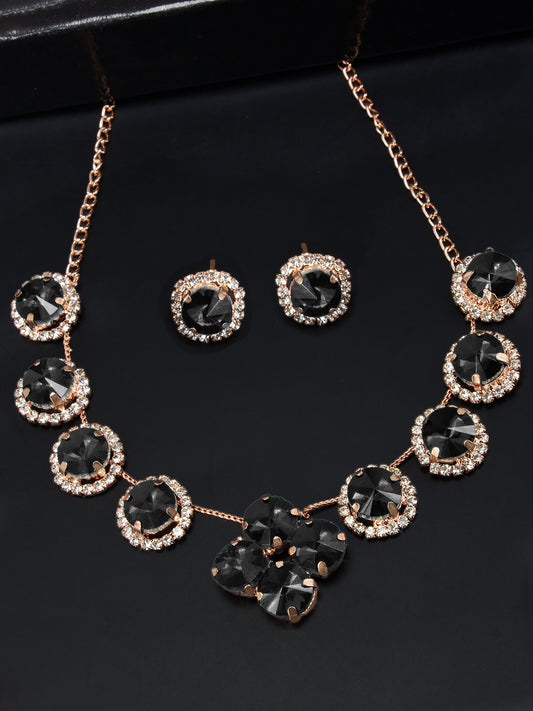 Black Floral Jewellery Set
