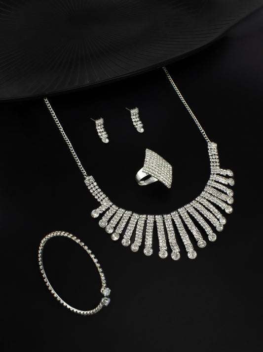 Silver Plated CZ Jewellery Set