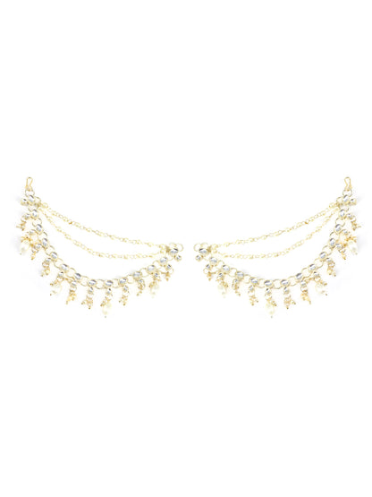 Artificial Stones & Beads Studded 3 Layered Ear Chain