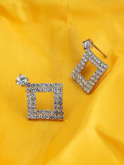 Rhinestone Square Drop Earrings
