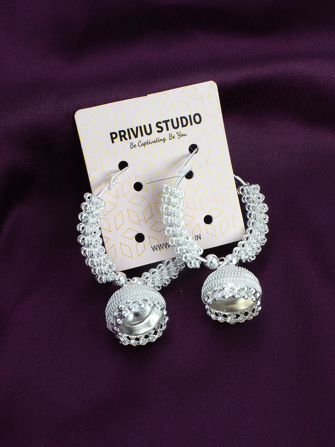 Mesh Hoop Jhumka Earrings