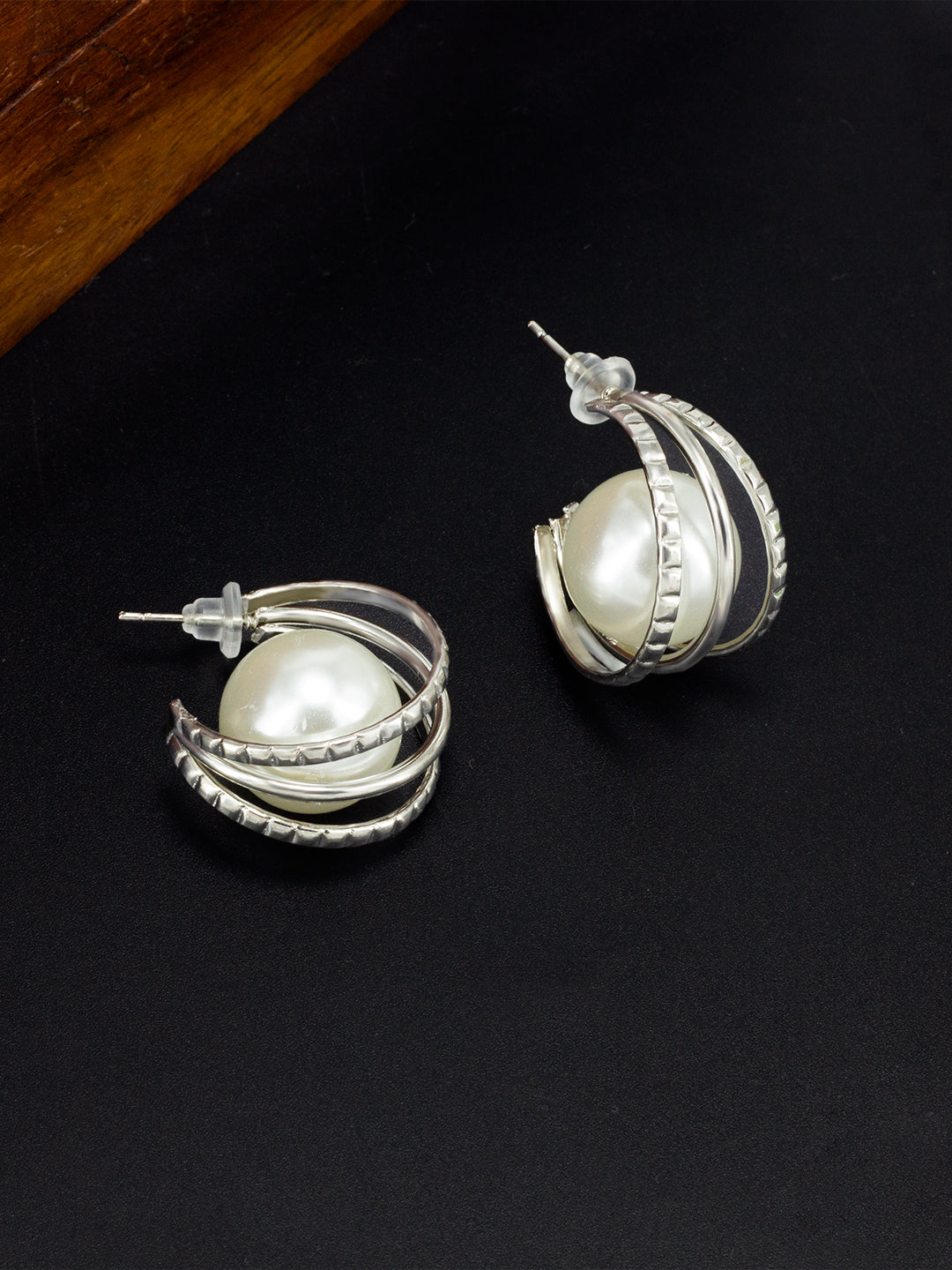 Pearl Half Hoop Earrings