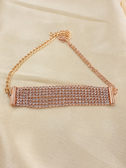 Rose gold Plated American Diamond Wraparound Bracelet
