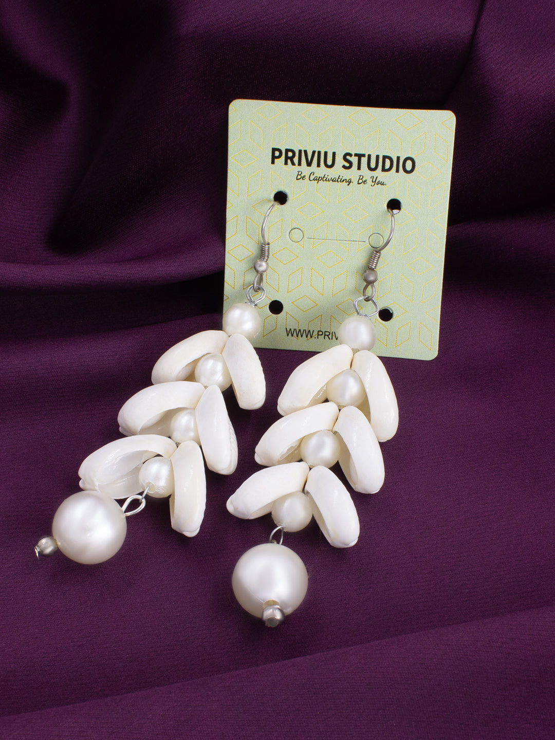Faux Pearls & Shells Drop Earrings