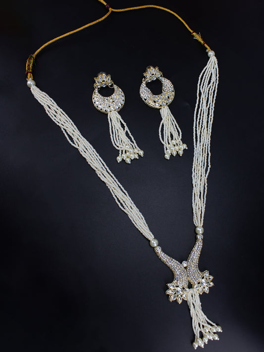 Kundan & Beaded Layered Long Jewellery Set