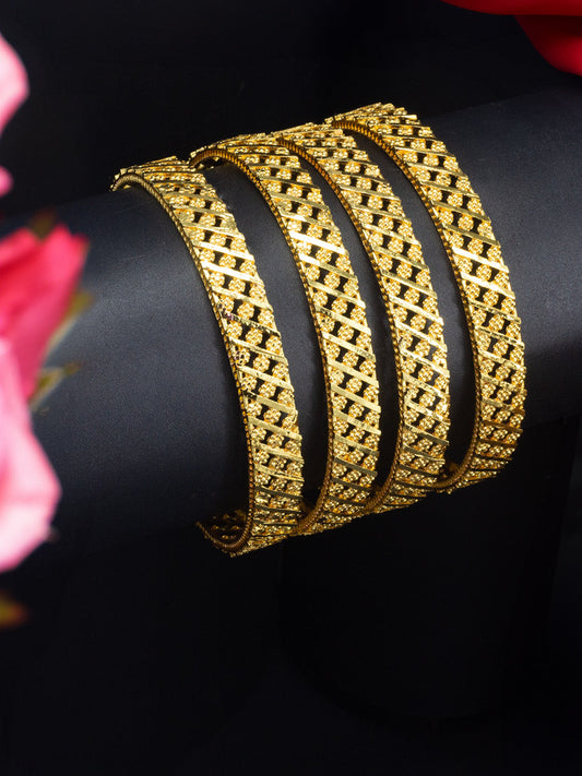 Set of 4 Gold Plated Anti-Tarnish Brass Bangles