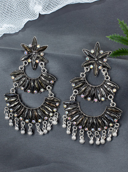 Floral Chandbaali Multi Layered Drop Earrings