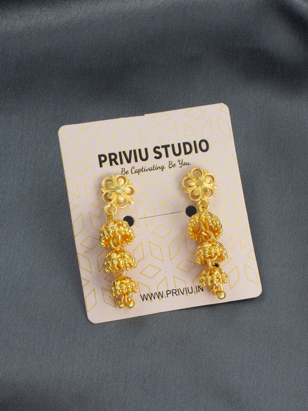 Floral Multi Layered Jhumka Earrings