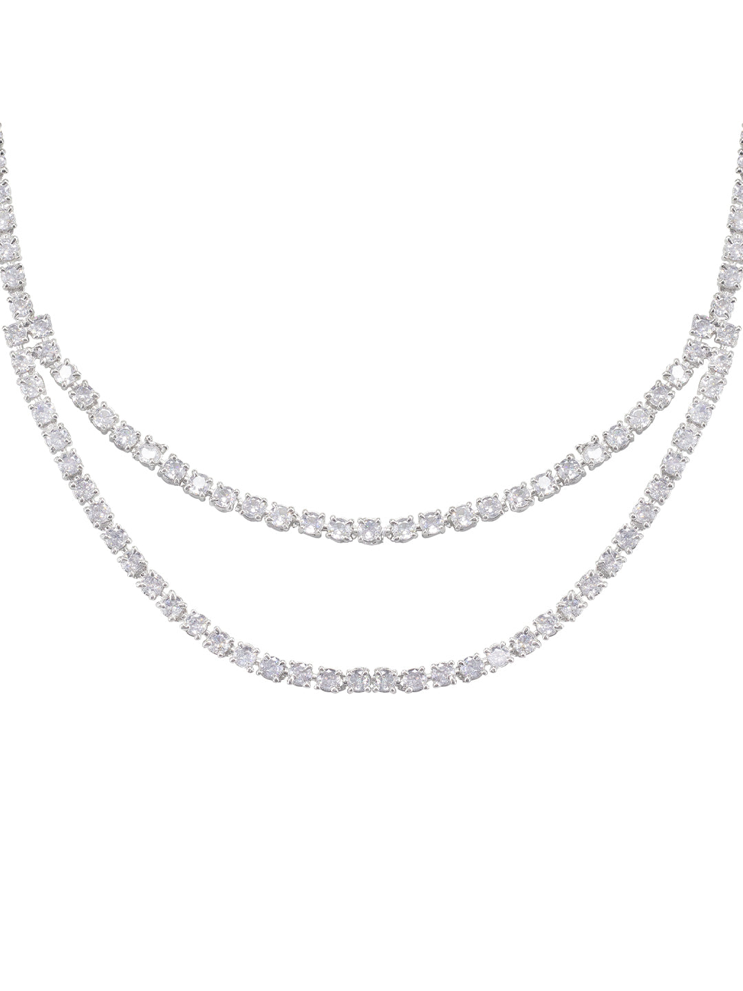 Double Layered Trendy Solitaire AD Jewellery Set