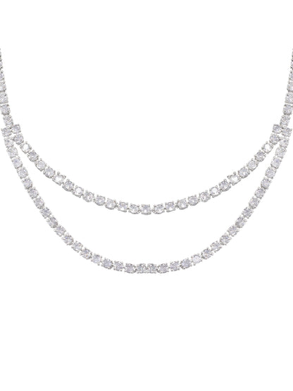 Double Layered Trendy Solitaire AD Jewellery Set
